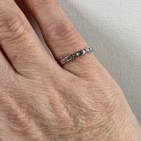 925 Sterling Silver Rhodium Plated CZ Stacker Eternity Ring Size 5.75 - Picture 7 of 8